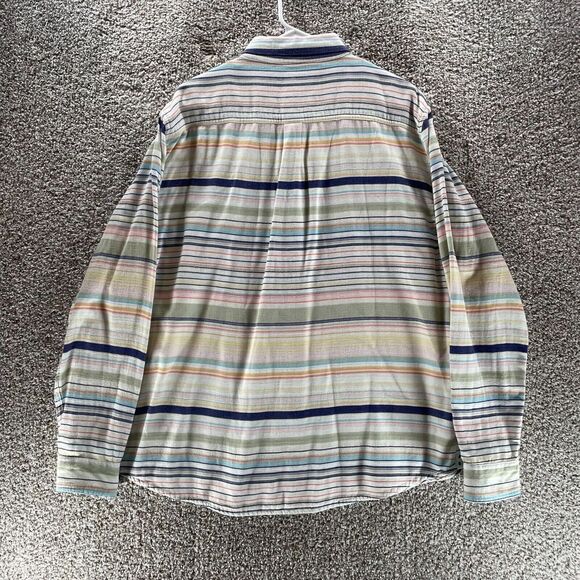 Carbon 2 Cobalt Shirt Adult Large Striped Cotton Button Up Preppy Casual Mens - Picture 10 of 11